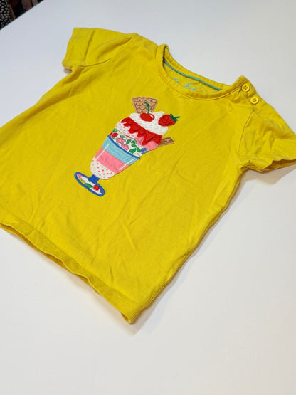 Mini Boden Ice Cream Sundae Yellow T-Shirt 2-3Y