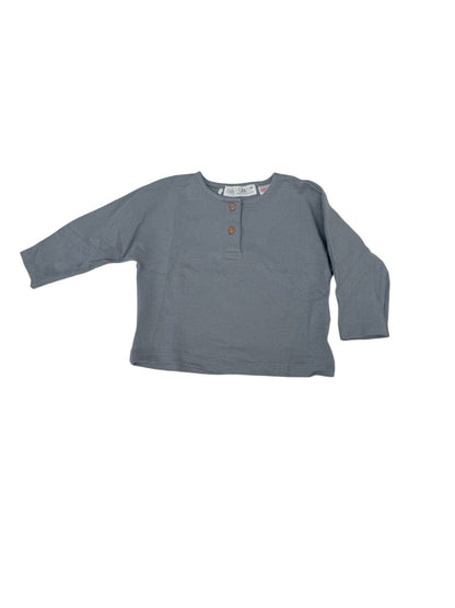 Zara Gray Henley Long Sleeve Top 6-9M