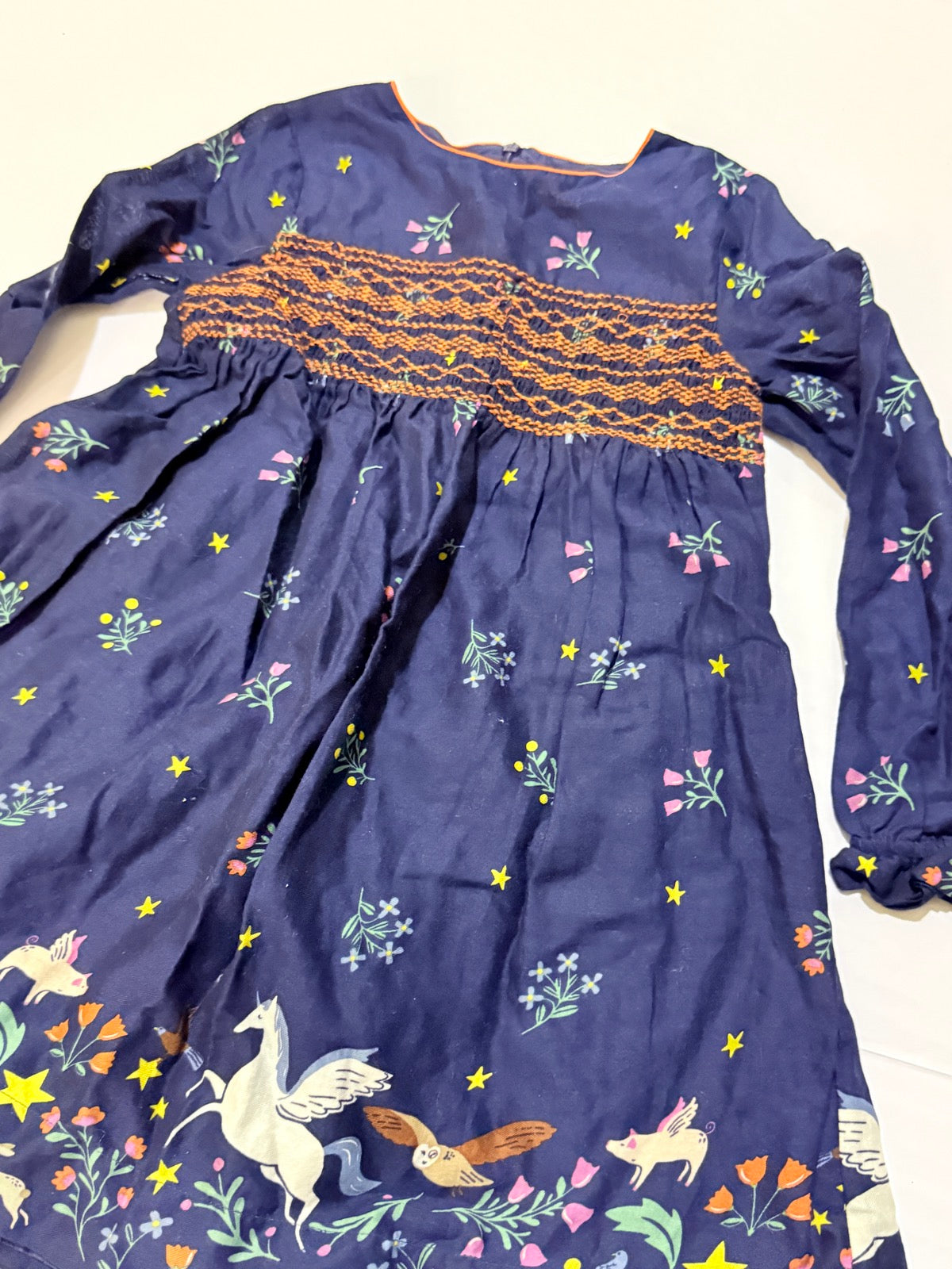 Mini Boden Smocked Animal Print Dress 7-8Y