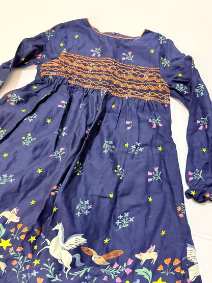 Mini Boden Smocked Animal Print Dress 7-8Y