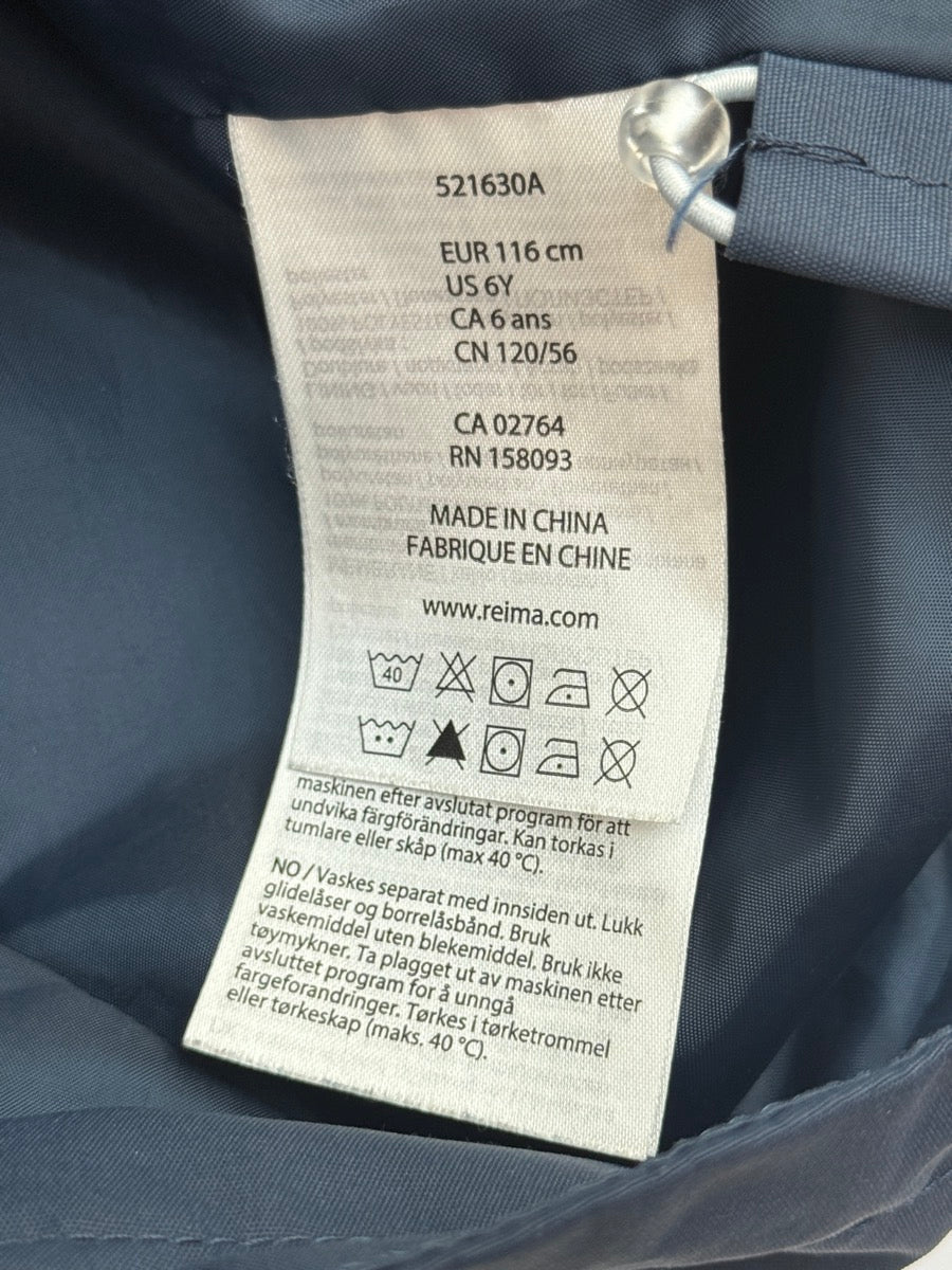 Reima Navy Hooded Rain Jacket Size 6Y
