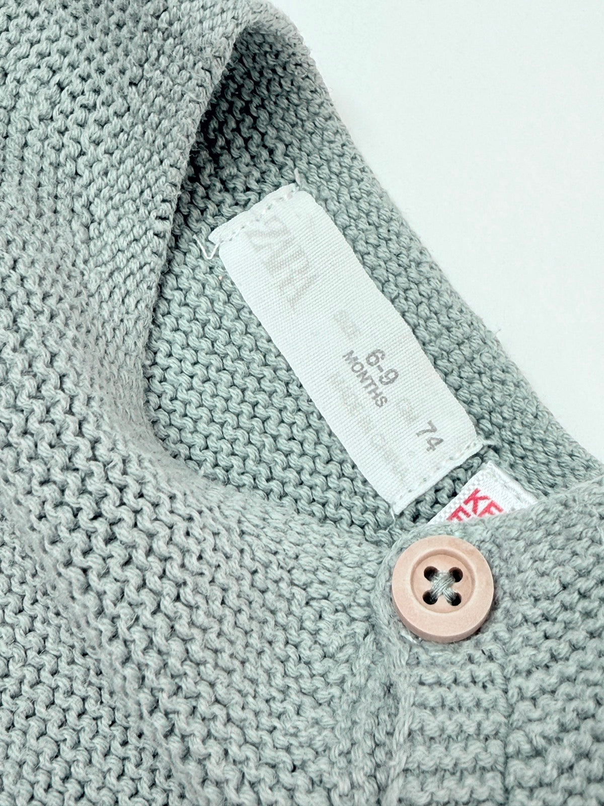Zara Sage Green Cotton Knit Sweater 6-9M