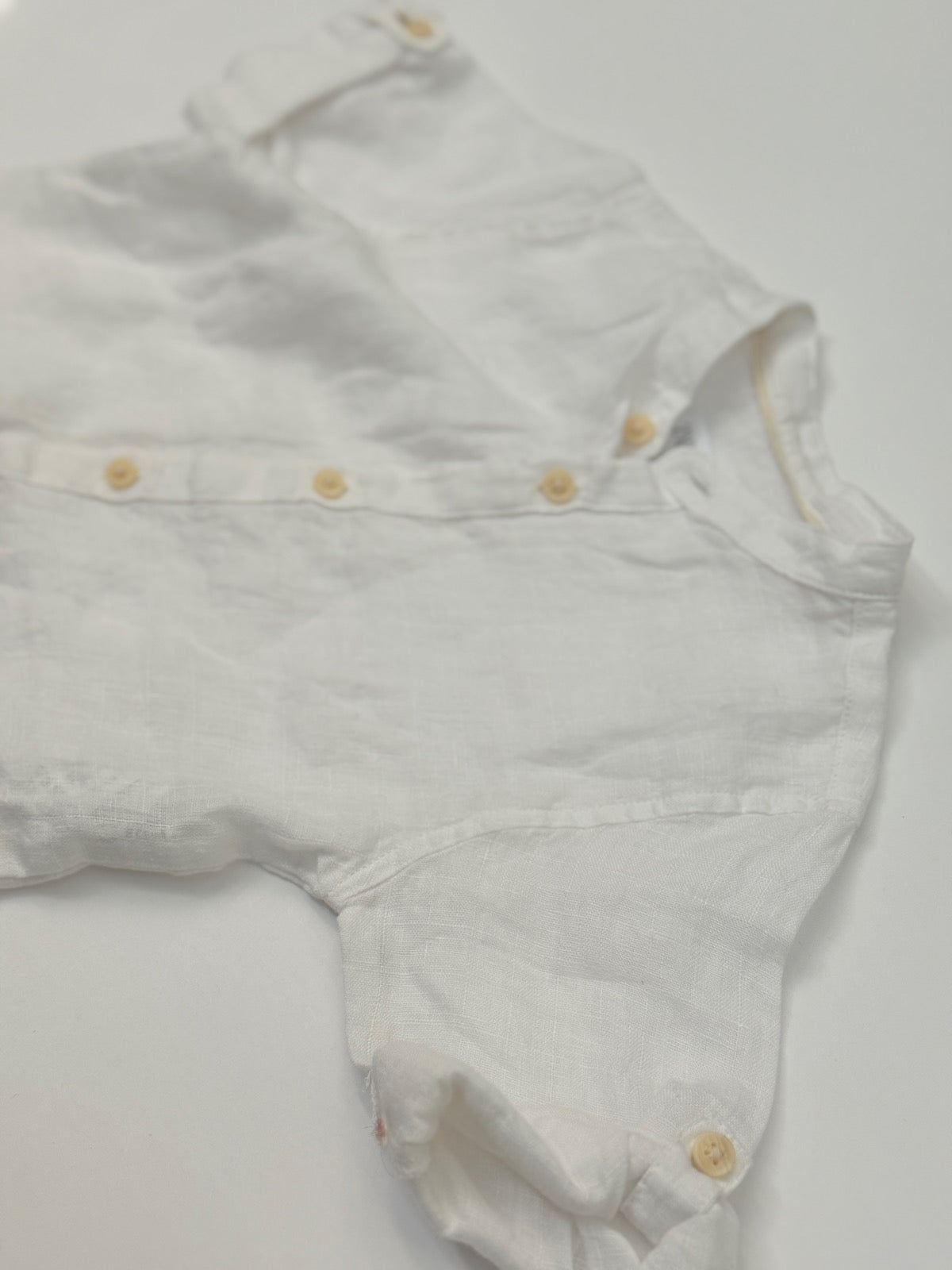 Zara White Linen Button Shirt 9-12m