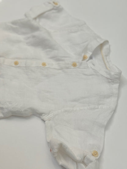 Zara White Linen Button Shirt 9-12m