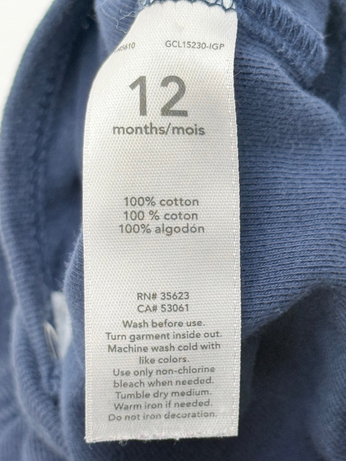 Carter's Hippo Bodysuit 12 Months