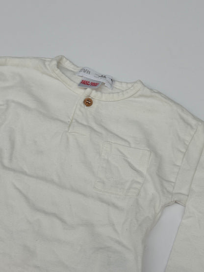 Zara Cream Henley Long Sleeve Shirt 3-6M