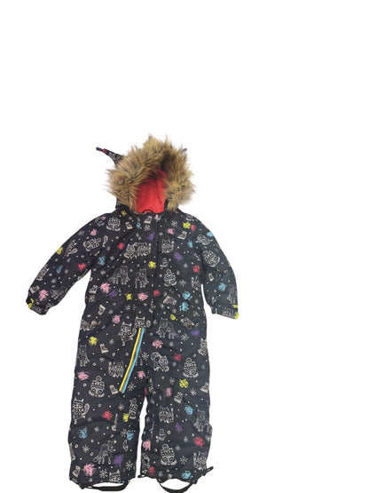 Deux Par Deux Winter Snowsuit Cat Print 3T
