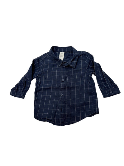 H&M Navy Windowpane Check Shirt 9M