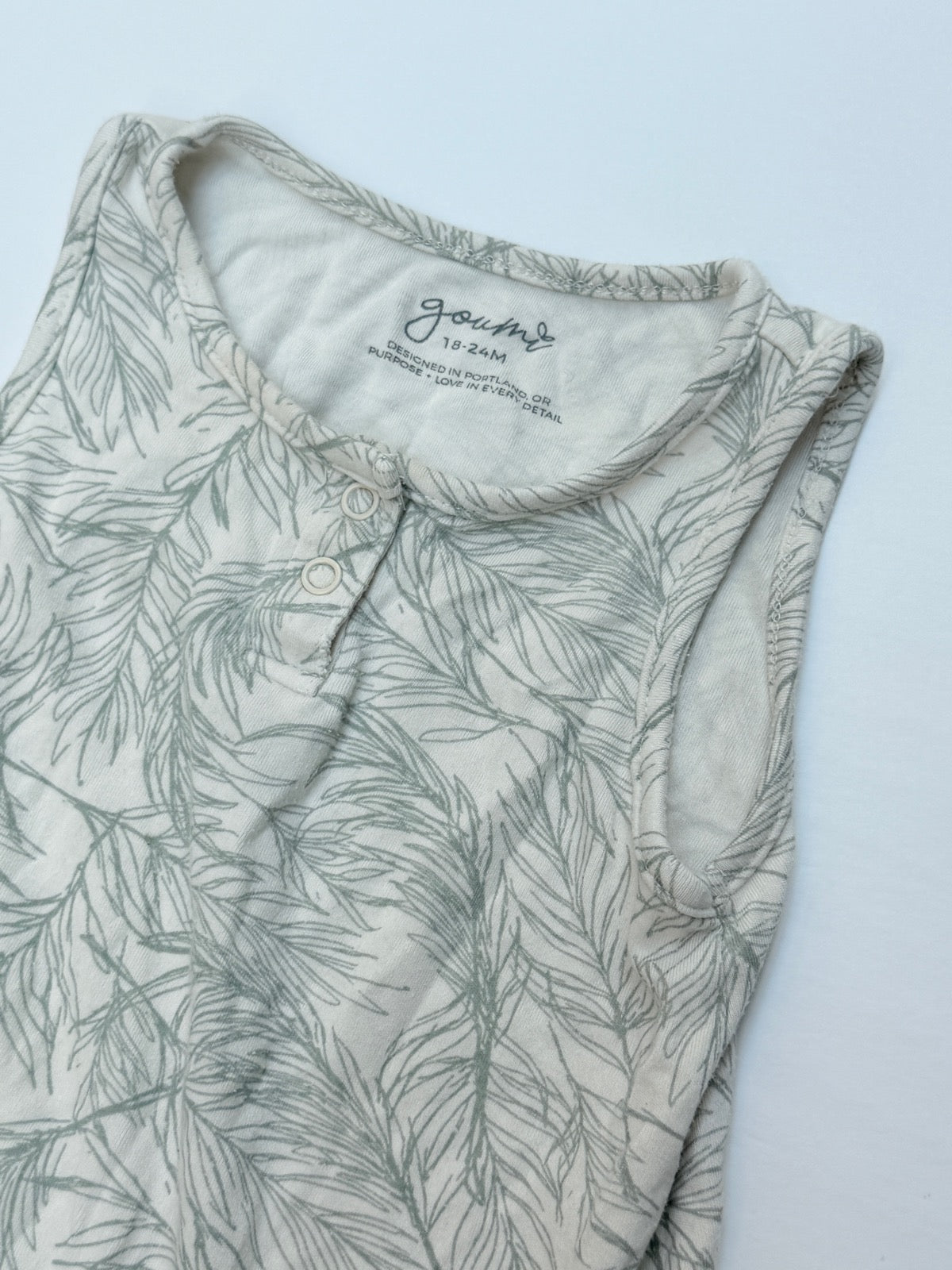 Goumi Feather Print Sleeveless Romper 18-24M