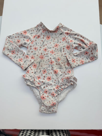 Floral Long Sleeve One-Piece Swimsuit Girls