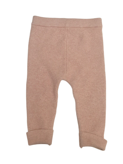 M&S Pink Ribbed Knit Leggings 9-12m