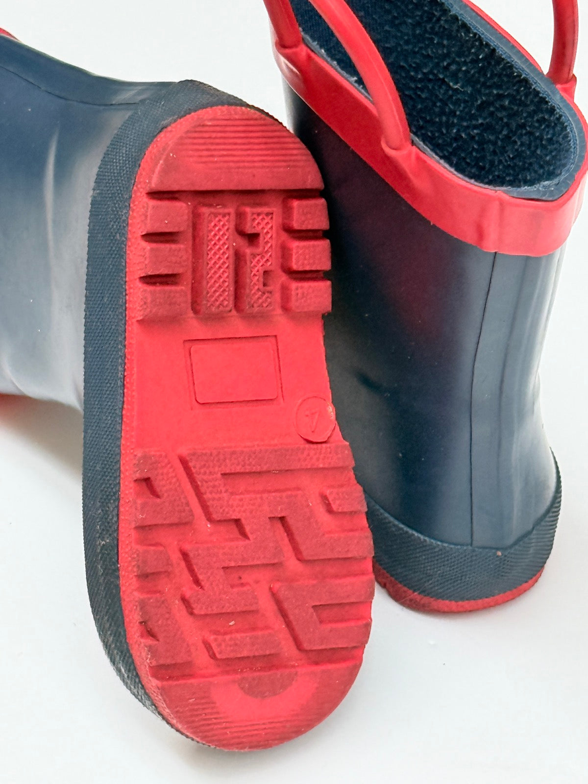 Joe Fresh Children's Navy Red Rubber Rain Boots Size 7