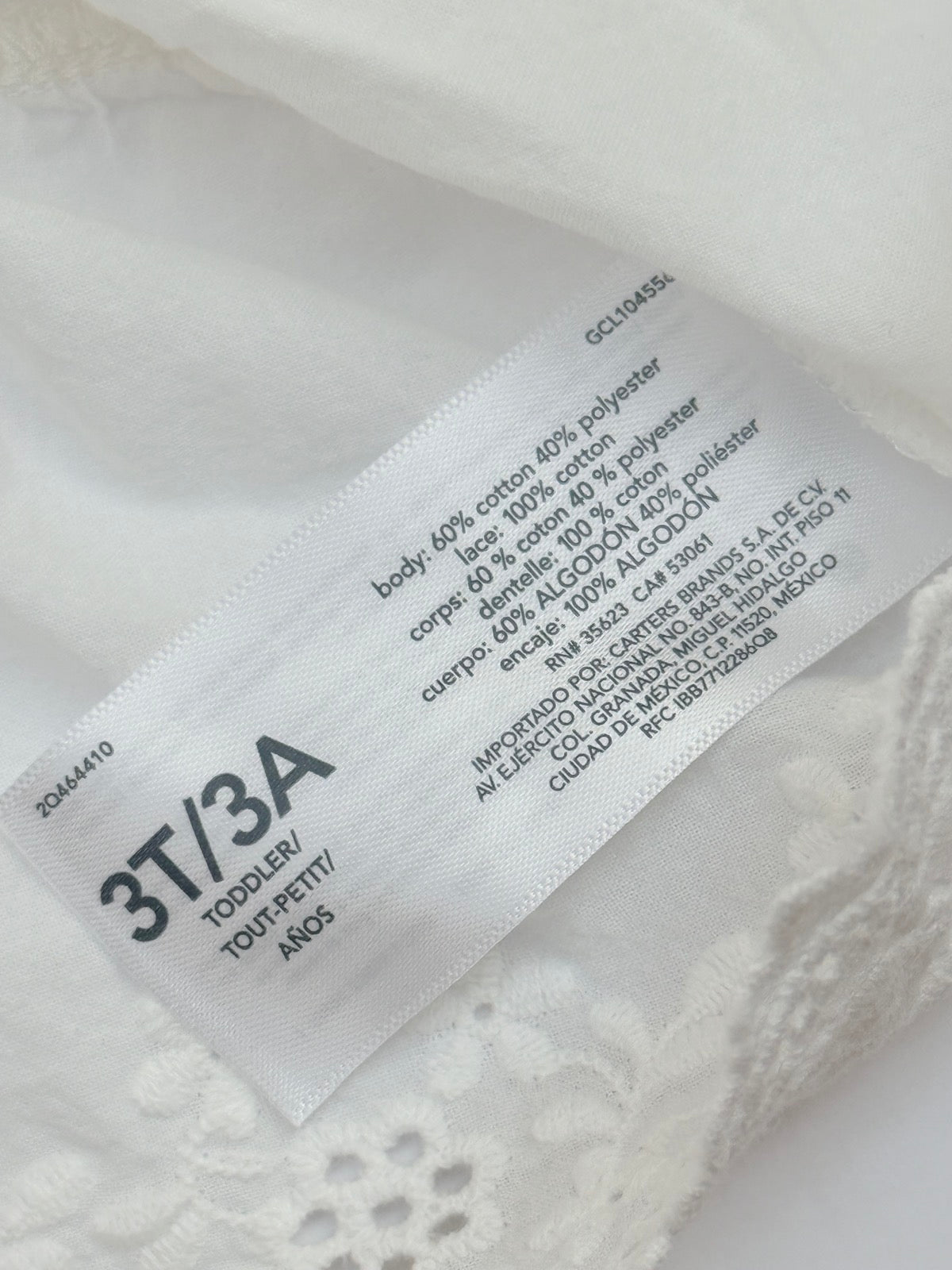 OshKosh B'gosh White Lace Peplum Top 3T