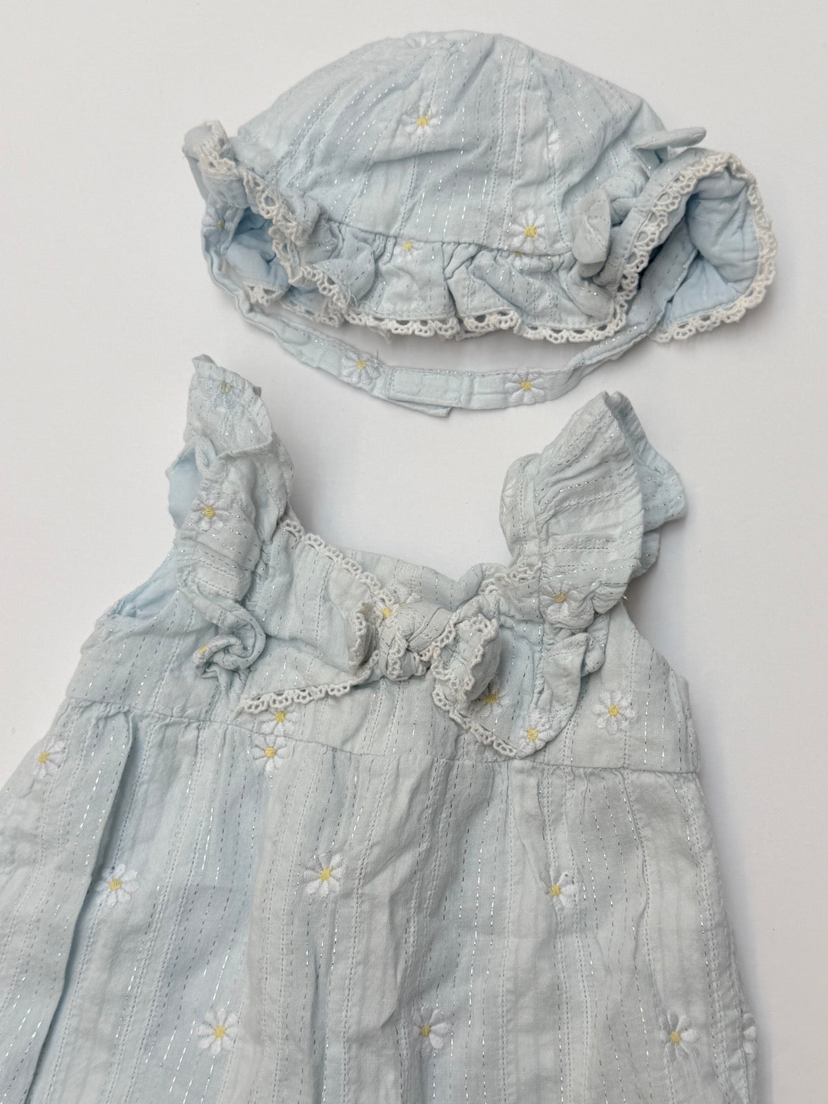Haute Hippie Kids Daisy Romper Hat Set 3-6M
