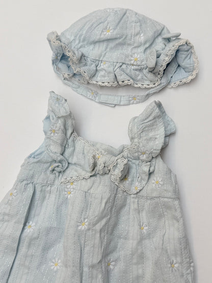 Haute Hippie Kids Daisy Romper Hat Set 3-6M