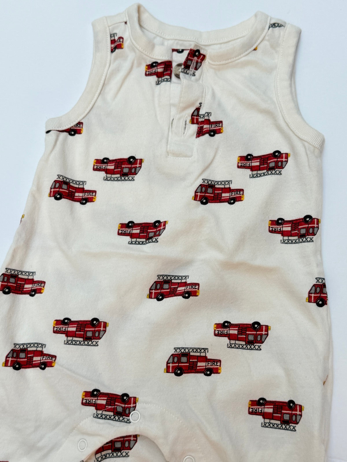 Old Navy Fire Truck Print Romper 6-12M