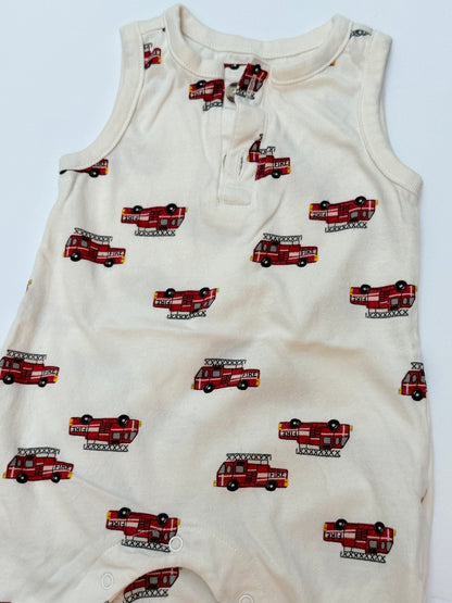 Old Navy Fire Truck Print Romper 6-12M