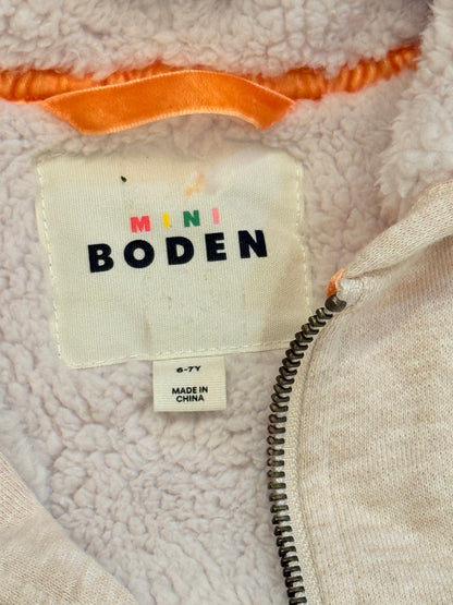 Mini Boden Cat Zip Hoodie Fleece Lined 6-7Y