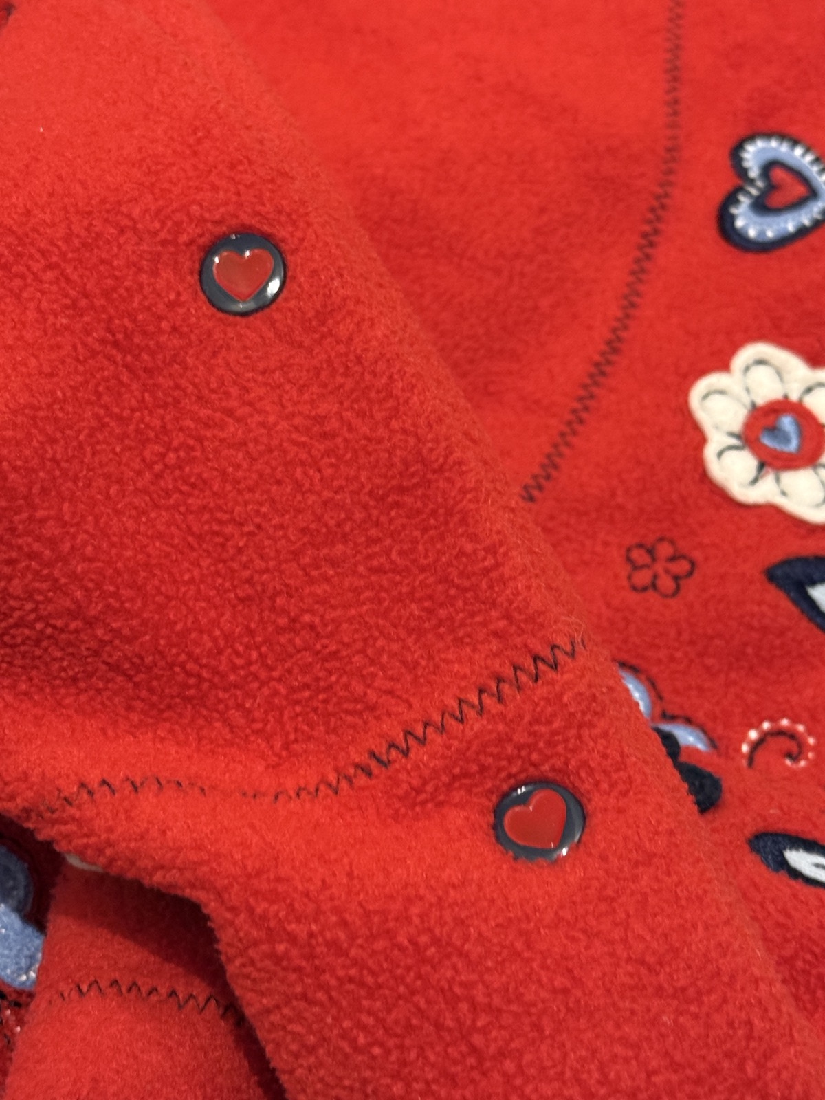 Vitamins Baby Red Fleece Floral Hooded Poncho 1-3Y