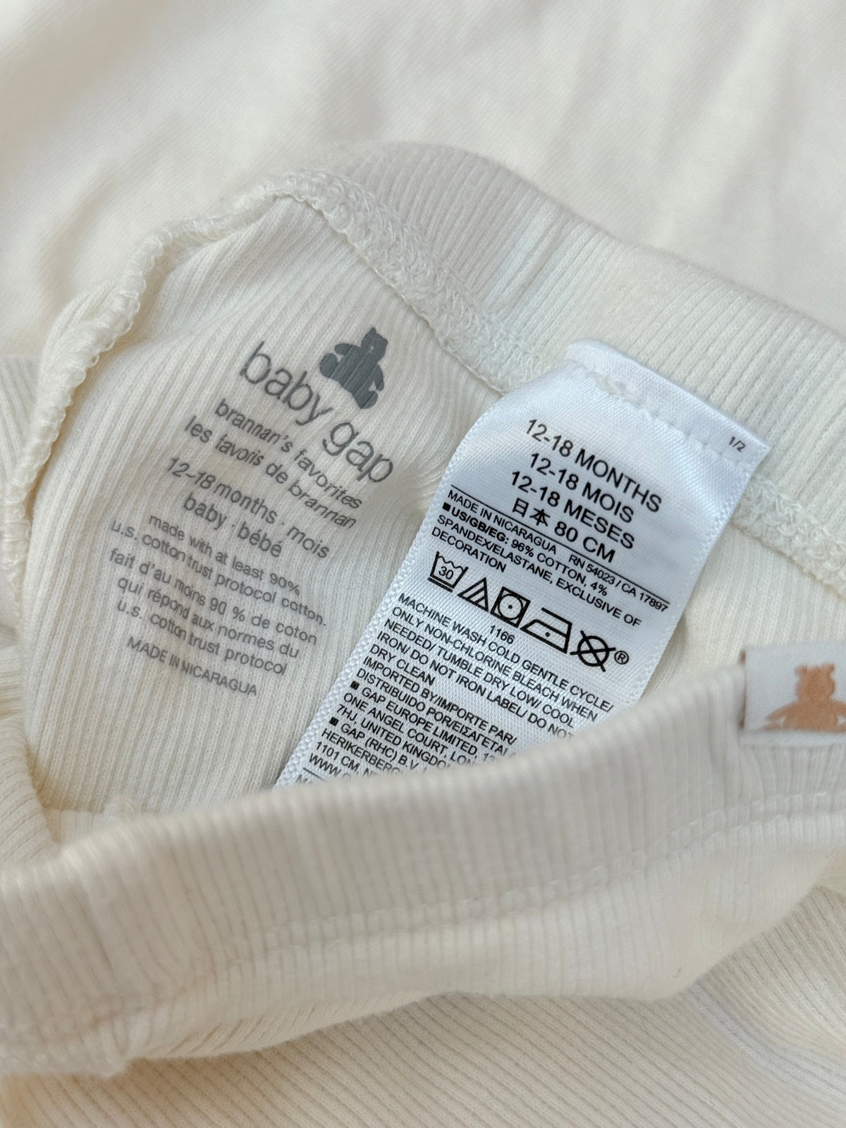 Cream Baby Gap Bodysuit Leggings Set 12-18m