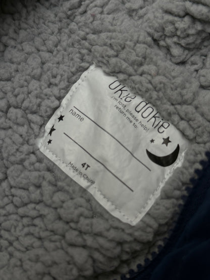 Okie Dokie Navy Quilted Sherpa Jacket 4T