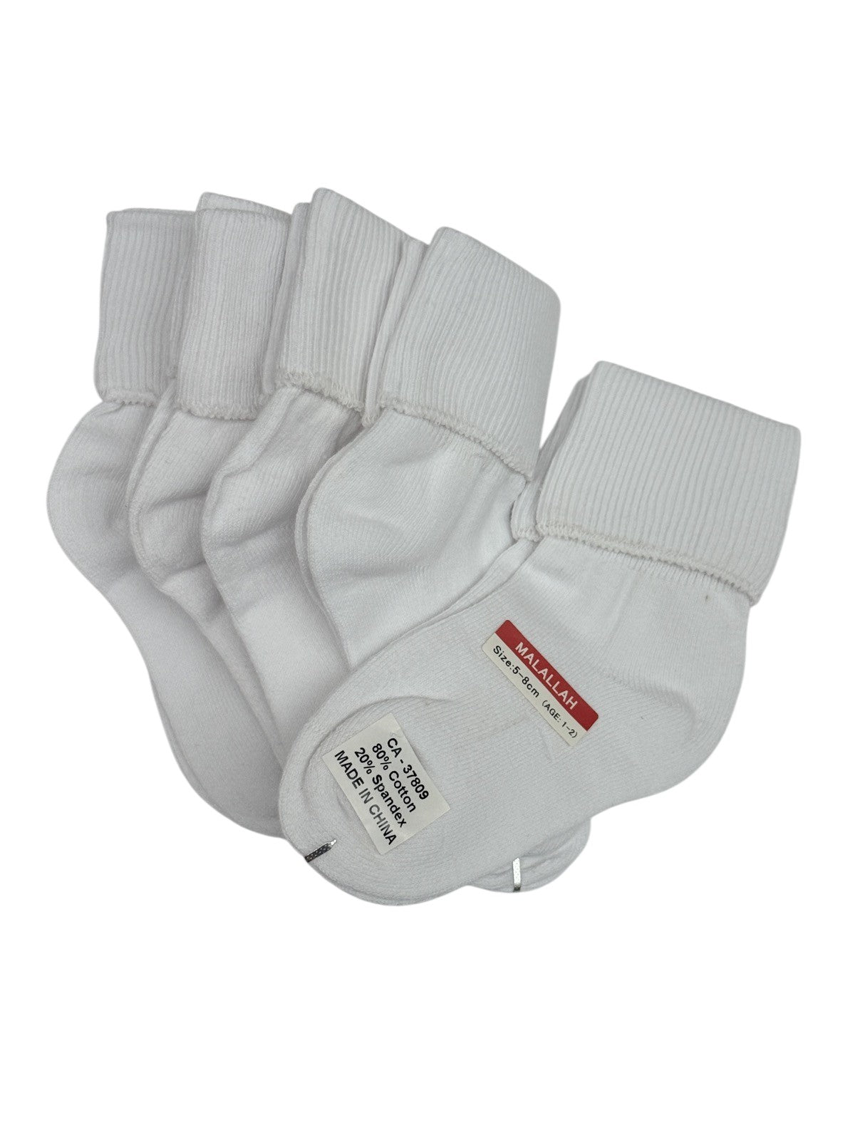 New 5 Pack of White Baby Socks Age 1-2