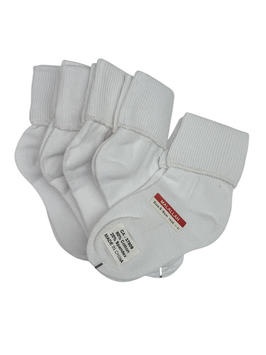 New 5 Pack of White Baby Socks Age 1-2