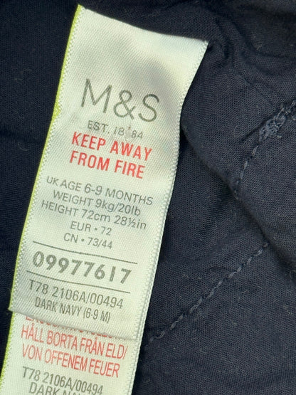 M&S Navy Peter Pan Collar Dress 6-9M