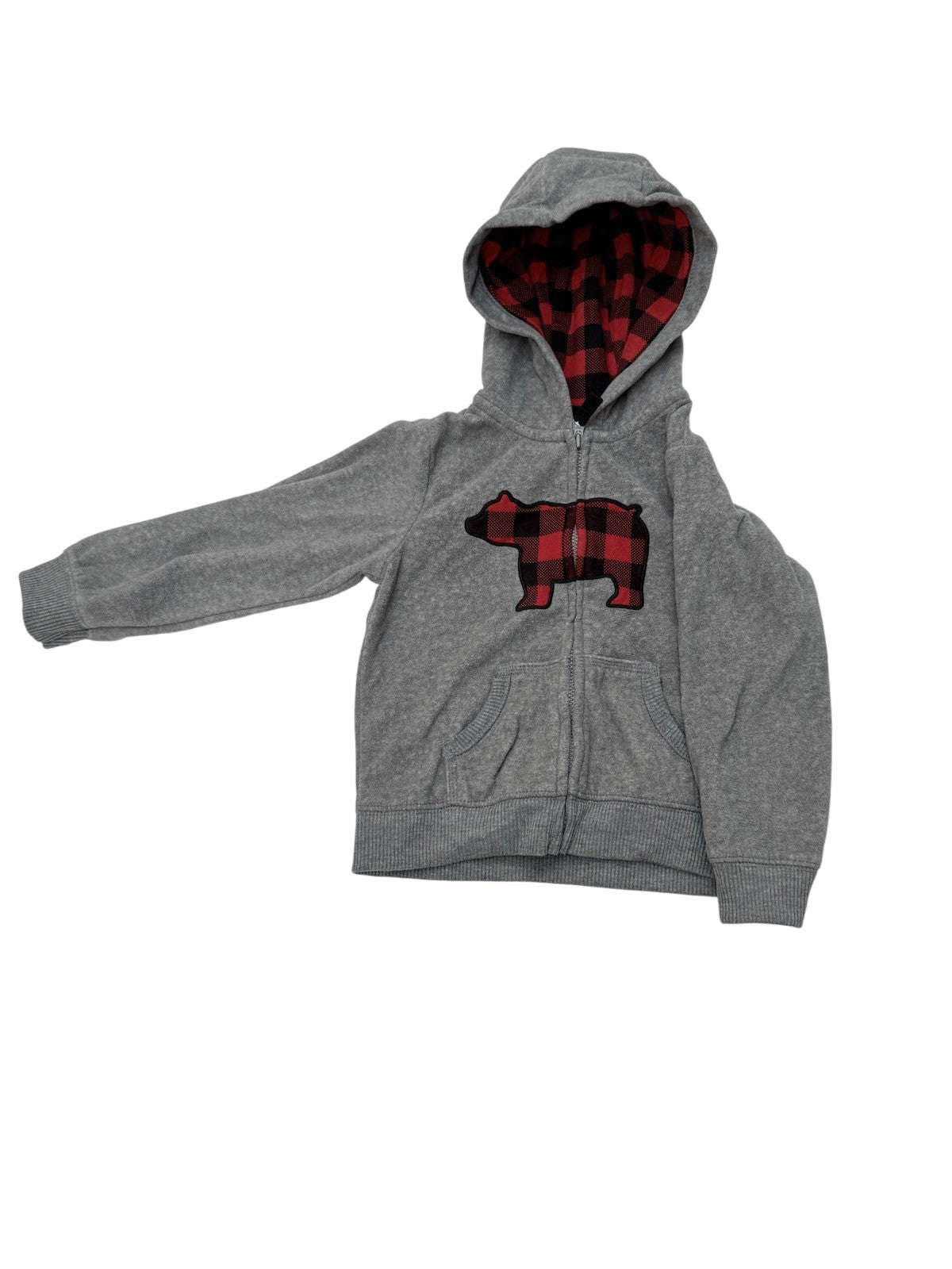 Carter's Buffalo Plaid Bear Hoodie 24M