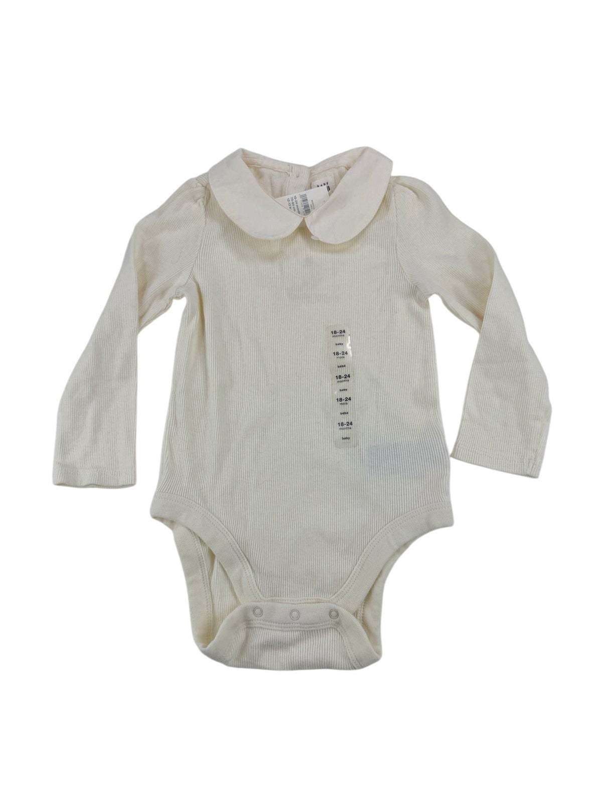 NWT - baby Gap Cream Ribbed Peter Pan Collar Bodysuit 18-24M
