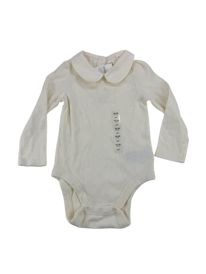 NWT - baby Gap Cream Ribbed Peter Pan Collar Bodysuit 18-24M