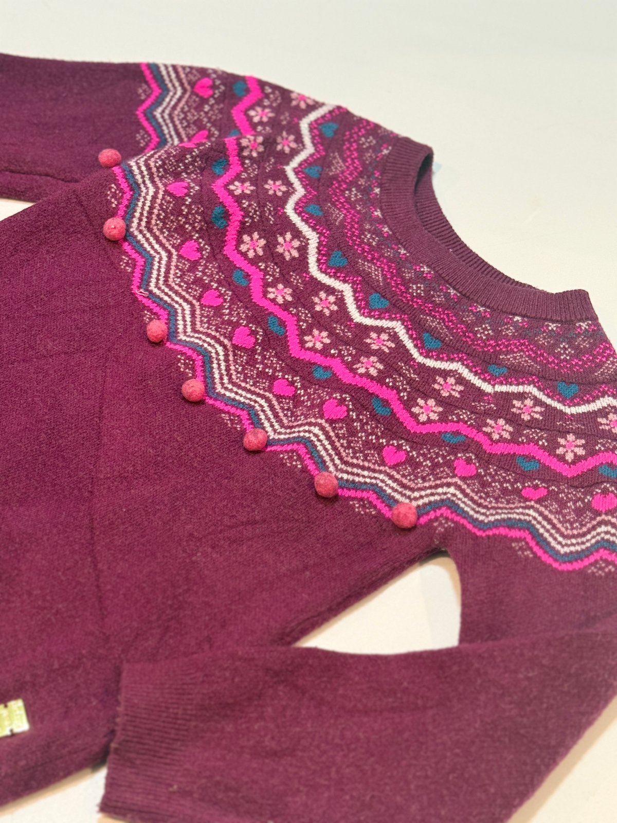 Deux par Deux Purple Fair Isle Sweater Size 6