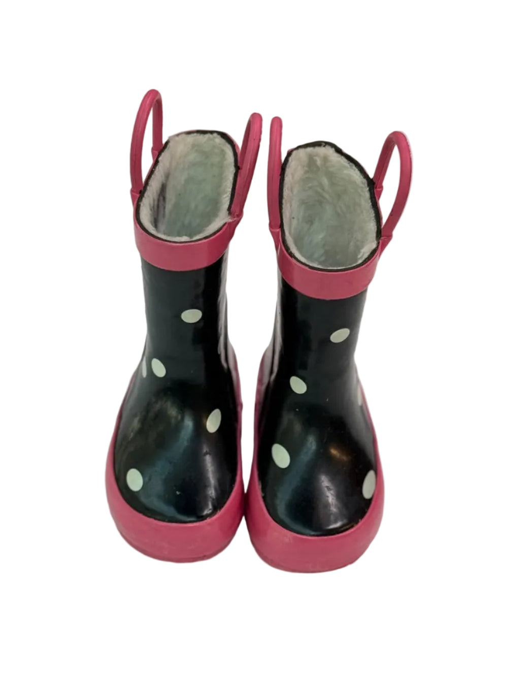Black Pink Polka Dot Rain Boots Size 4