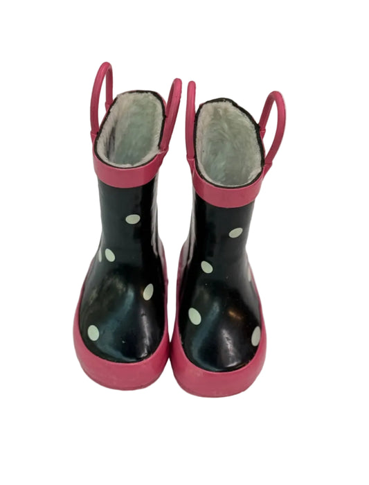 Black Pink Polka Dot Rain Boots Size 4