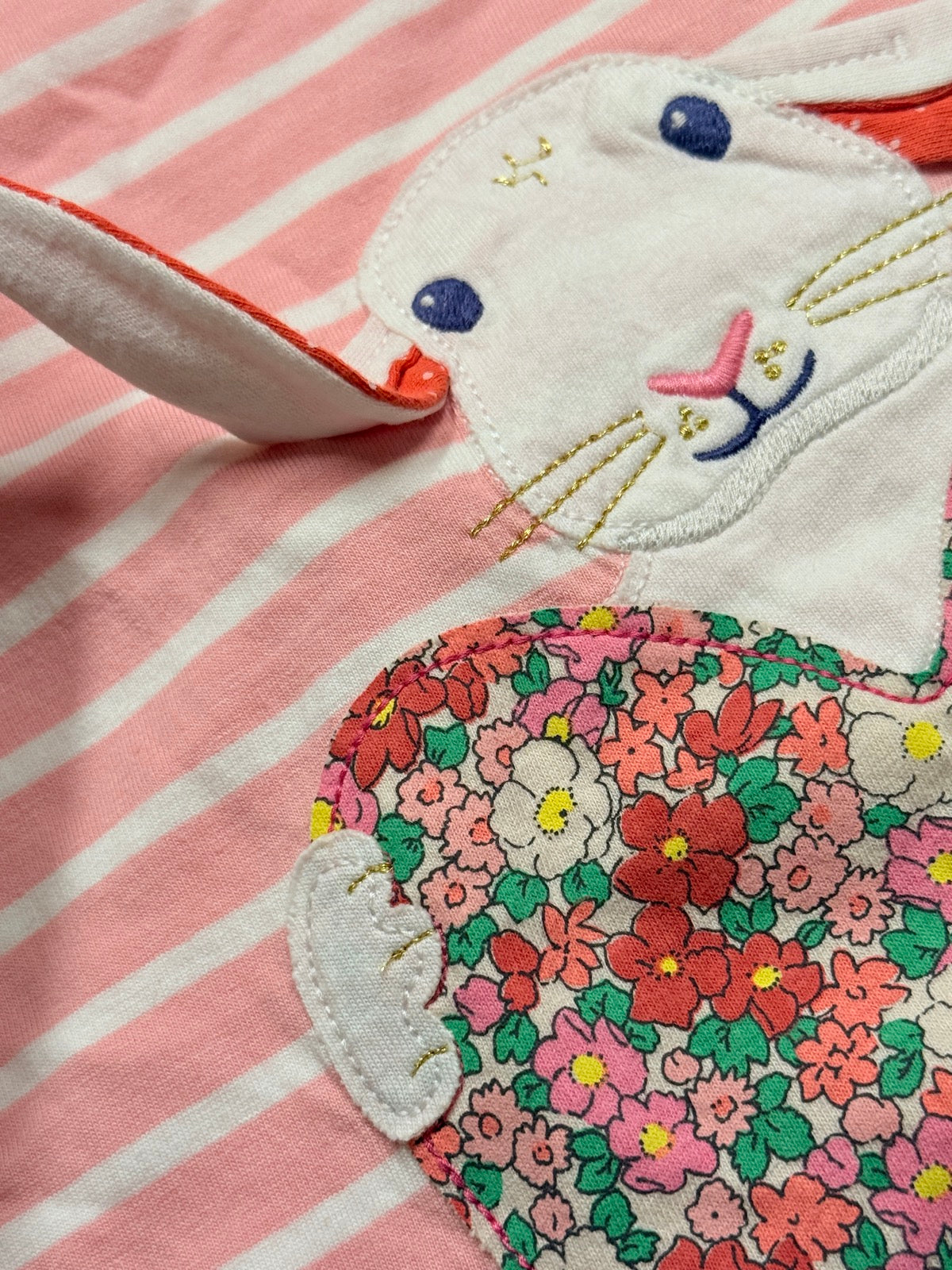 Mini Boden Bunny Heart Stripe Top 4-5Y