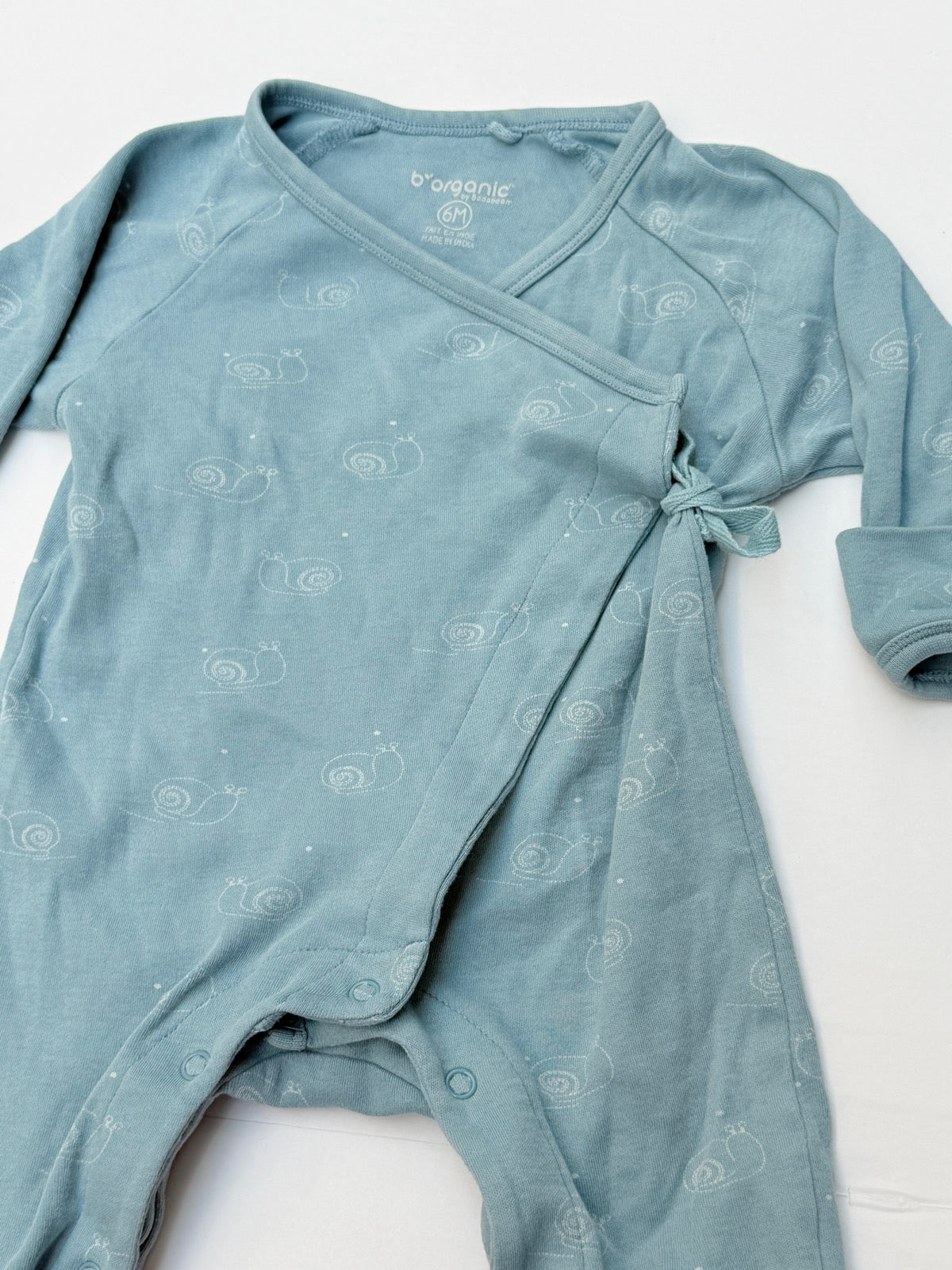 B'organic Snail Print Footed Sleeper 6M