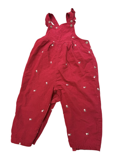 M&S Red Corduroy Floral Overalls 24M