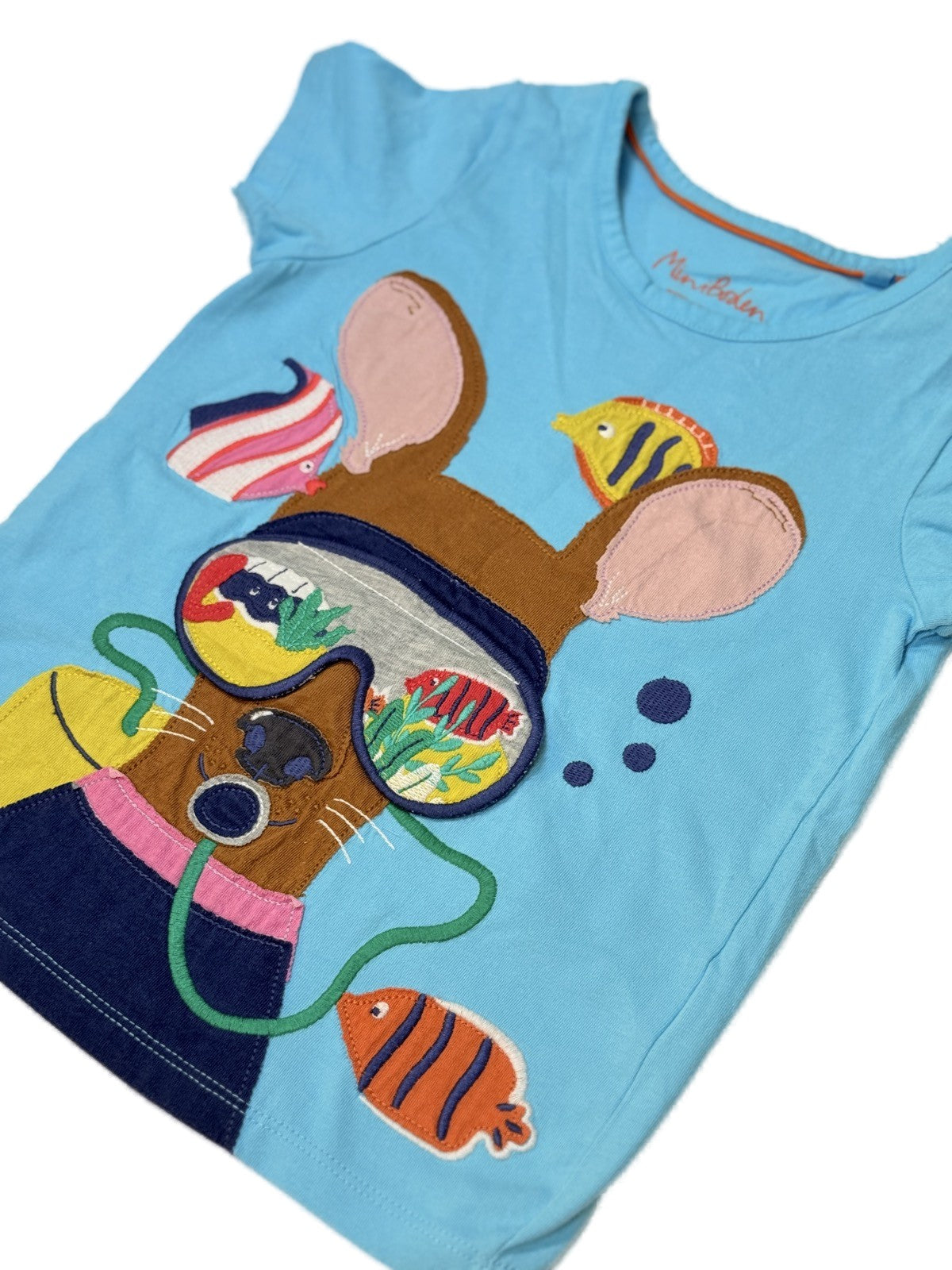 Mini Boden Scuba Mouse Appliqué T-Shirt 4-5Y