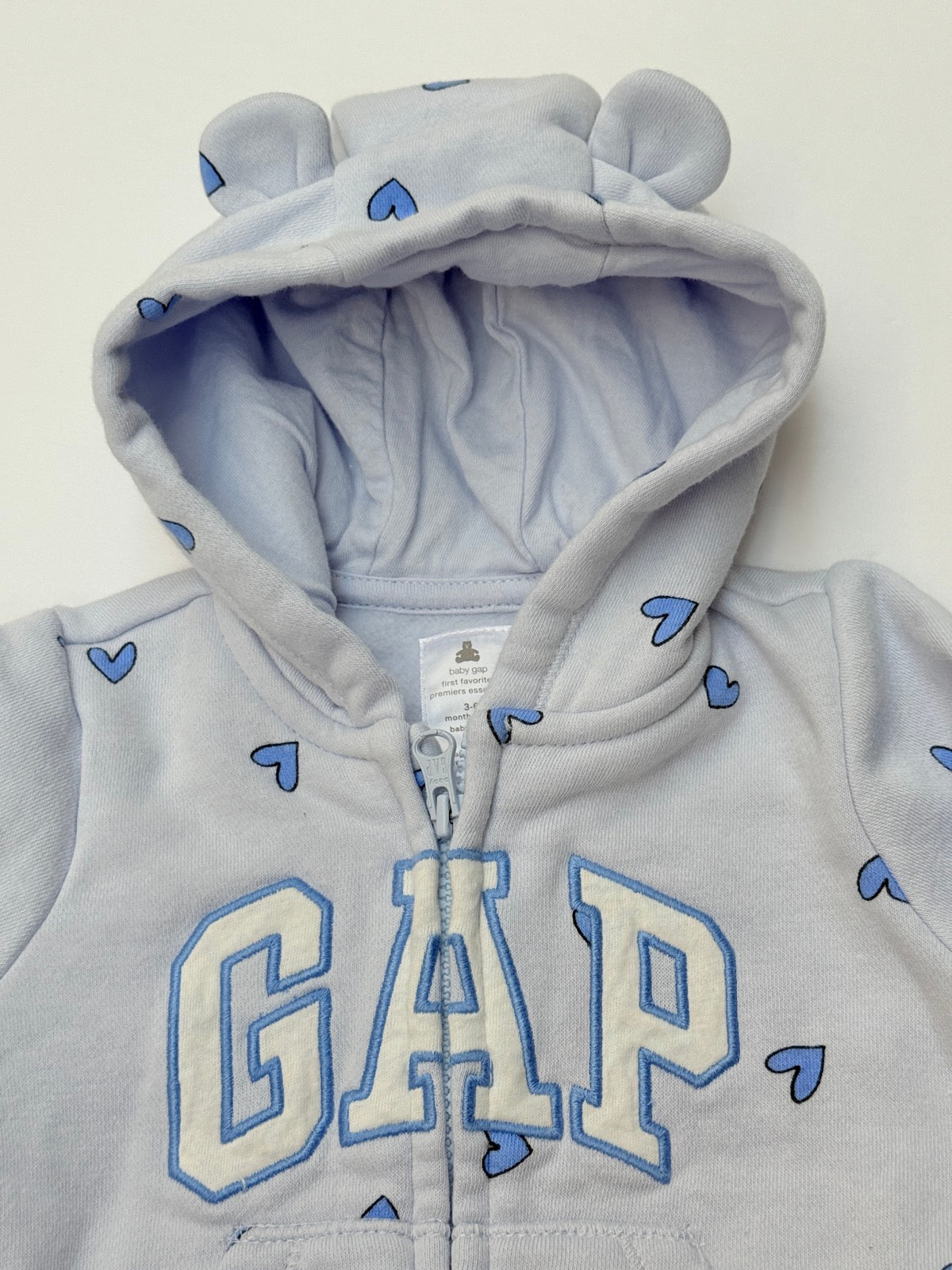 Baby Gap Heart Print Fleece Hooded Sleeper 3-6M