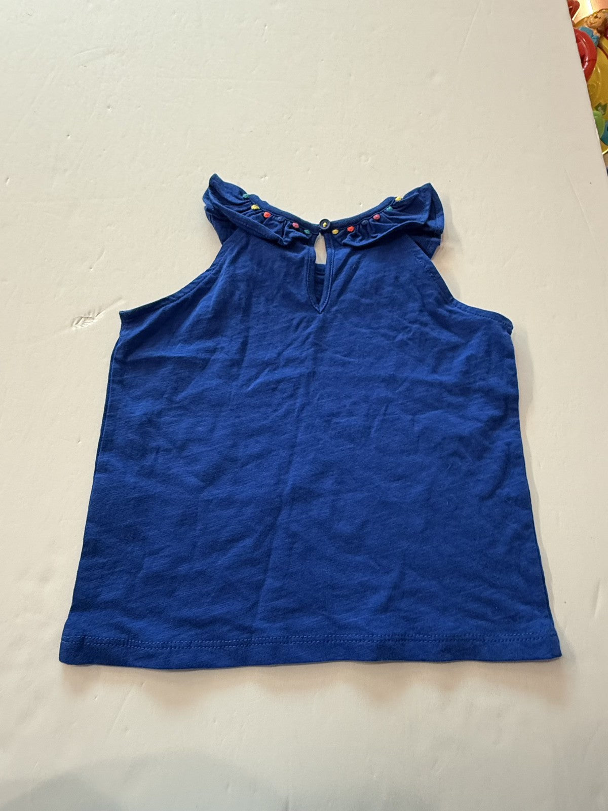 Boden Blue Ruffle Collar Tank Top 2-3Y