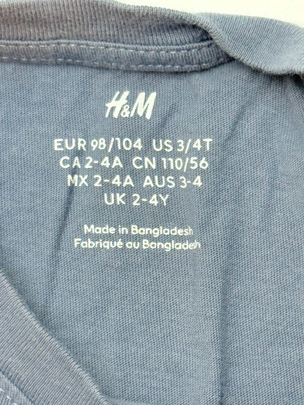 H&M Blue Gray T-Shirt Size 2-4Y