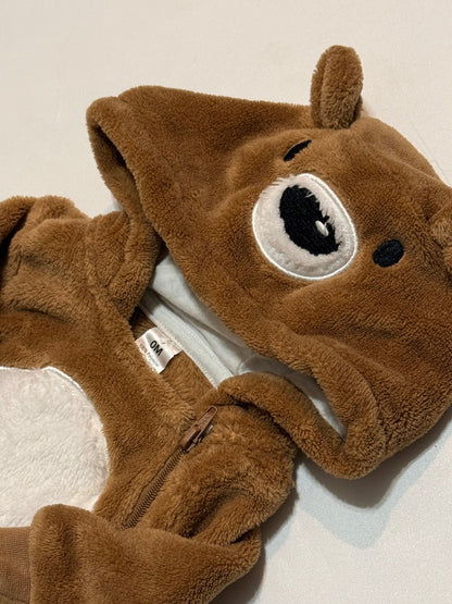 George Brown Bear Fleece Snowsuit 0M