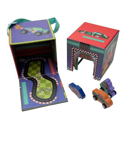 Fold-Out Race Car Garage Playset with Cars