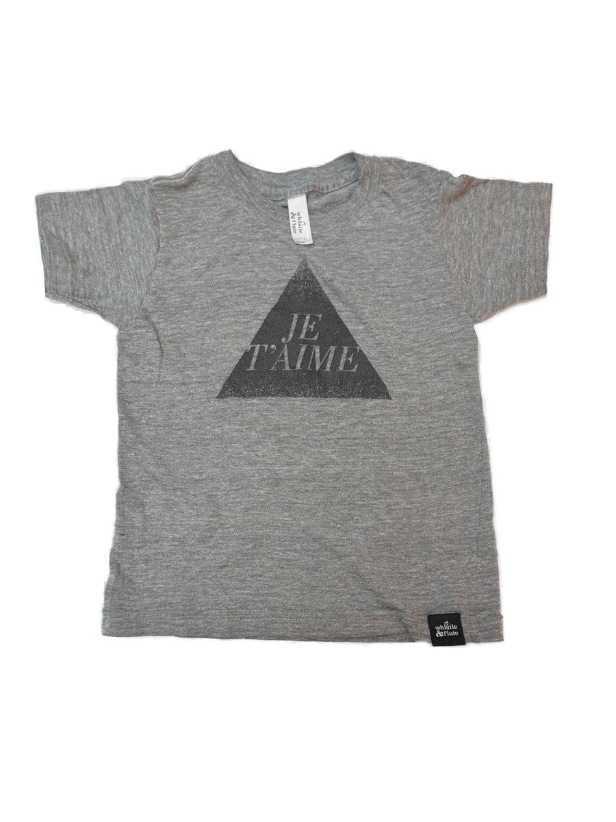 Whistle & Flute Je T'Aime Gray T-Shirt Size 4