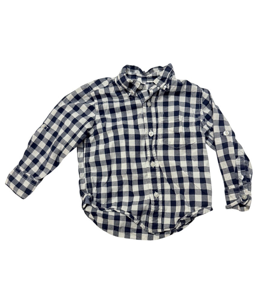 baby GAP Navy Gingham Button-Up Shirt 2T