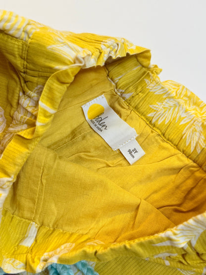 Boden Yellow Floral Ruffle Shorts 3Y
