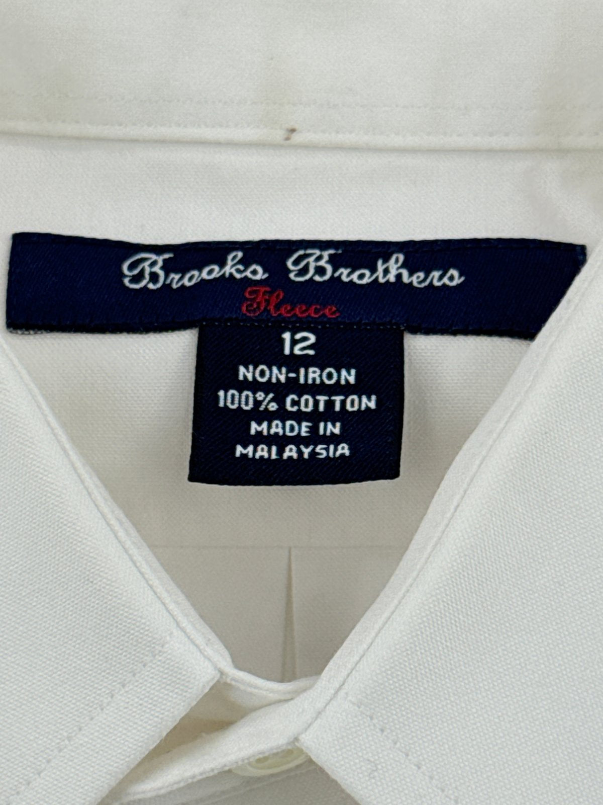 Brooks Brothers Fleece White Non-Iron Dress Shirt Size 12