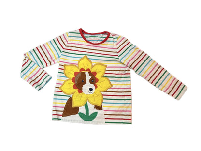 Mini Boden Striped Dog Sunflower Top 3-4Y