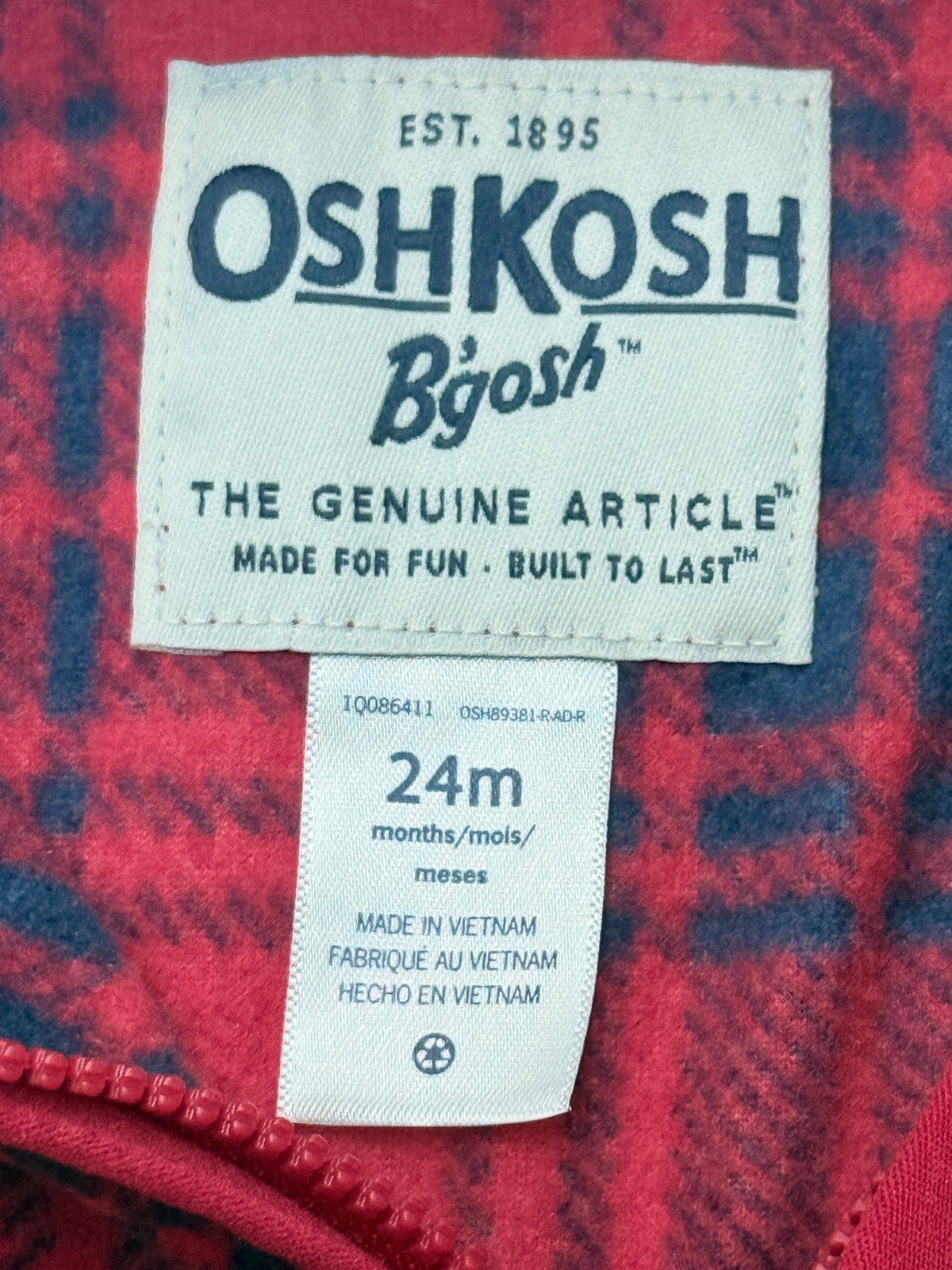 OshKosh B'gosh Plaid Fleece Quarter-Zip 24M