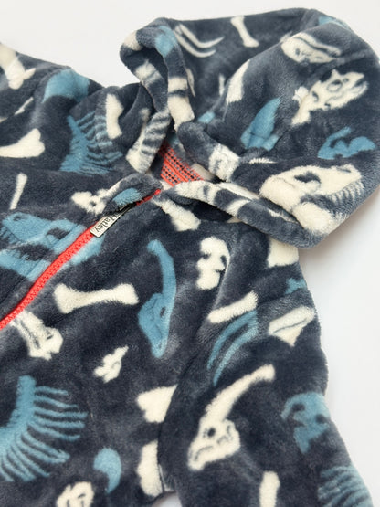 Hatley Dino Fossil Fleece Hooded Romper 6-9M